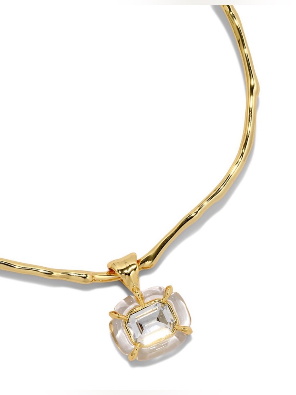 ALEXIS BITTAR Liquid Lucite Jeweled Crystal Collar Necklace Gold Clear JN25 AU